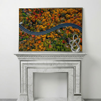 Blue Ridge Parkway Mountain Canvas Print in silver floating frame
