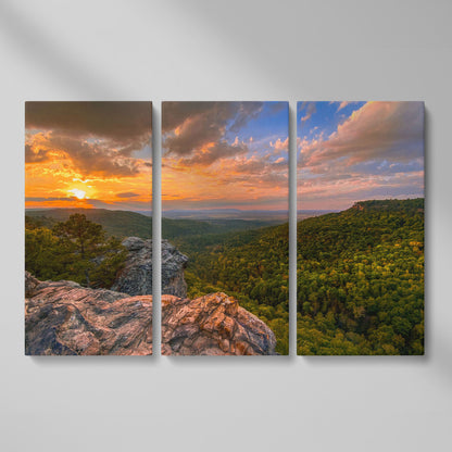 Hawksbill Crag Sunset Canvas Print as 3-panel split version