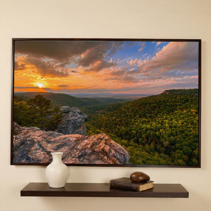 Hawksbill Crag Sunset Canvas Print in dark walnut floating frame
