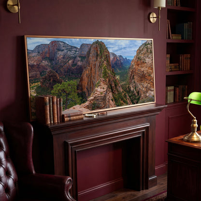 Zion Canyon from Angels Landing Trail Canvas in antique gold floating frame