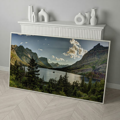 Glacier National Park Landscape Canvas in white floating frame
