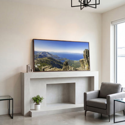 Lake Tahoe from Mount Tallac Canvas in dark walnut floating frame