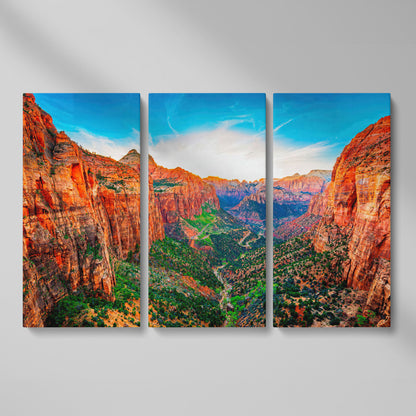 Zion Canyon Panoramic Canvas Print as 3-panel split version