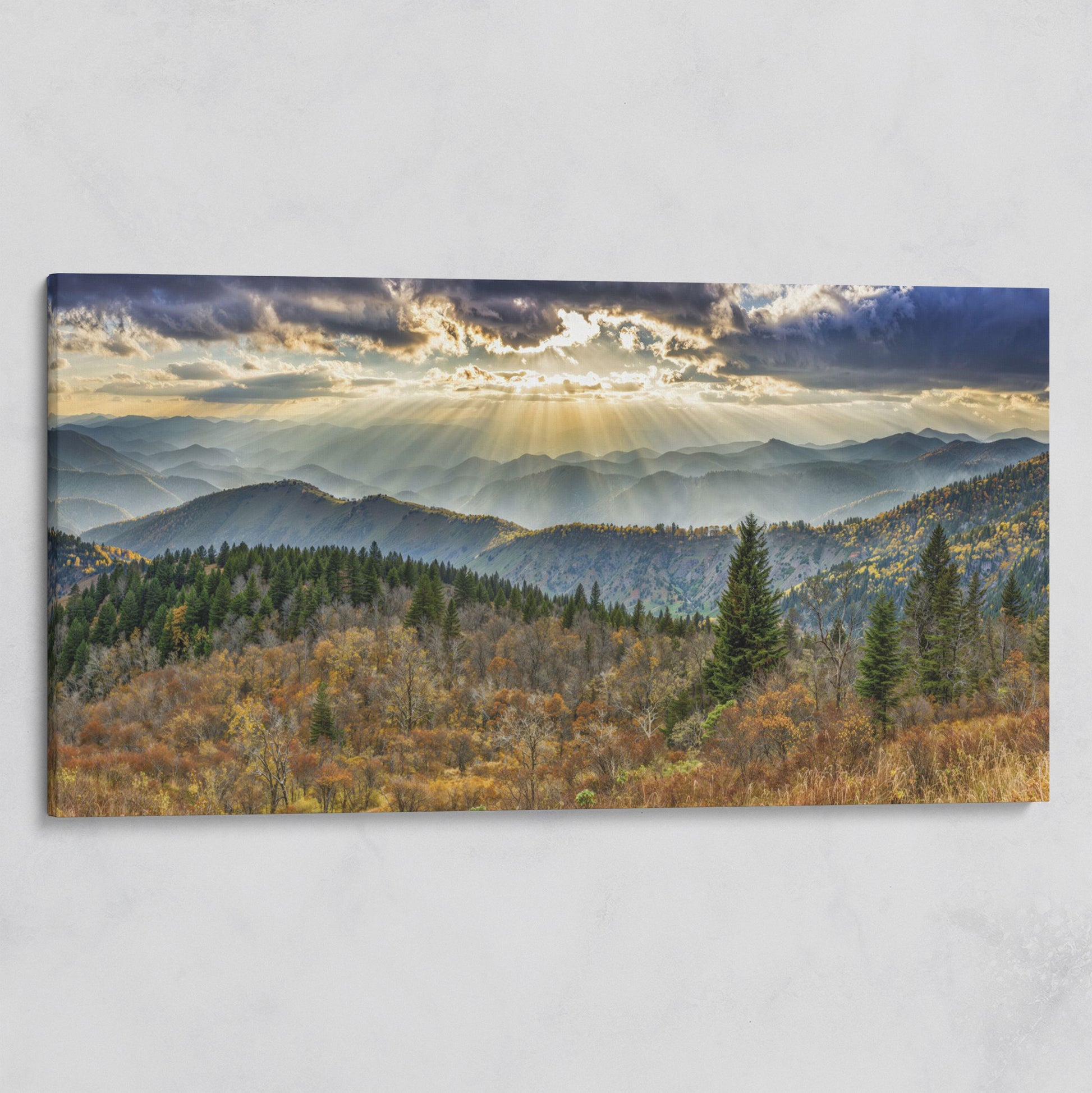 Smoky Mountains and Blue Ridge Parkway Panoramic Canvas on gallery wrap