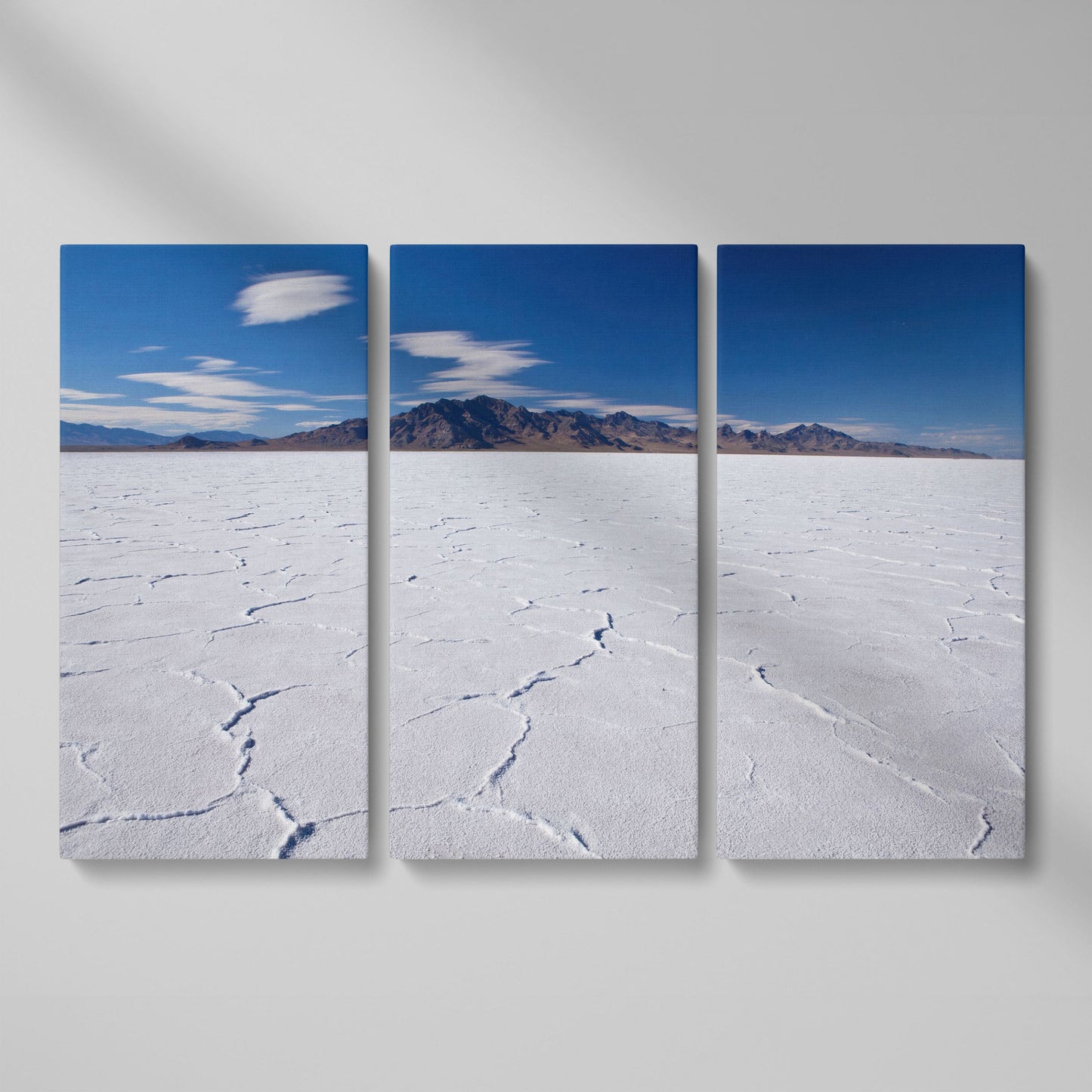 Bonneville Sunset Canvas Print. Utah Panoramic Wall Art as 3-panel split version