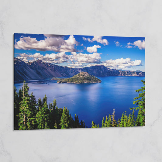 Crater Lake Panoramic Canvas Print on gallery wrap