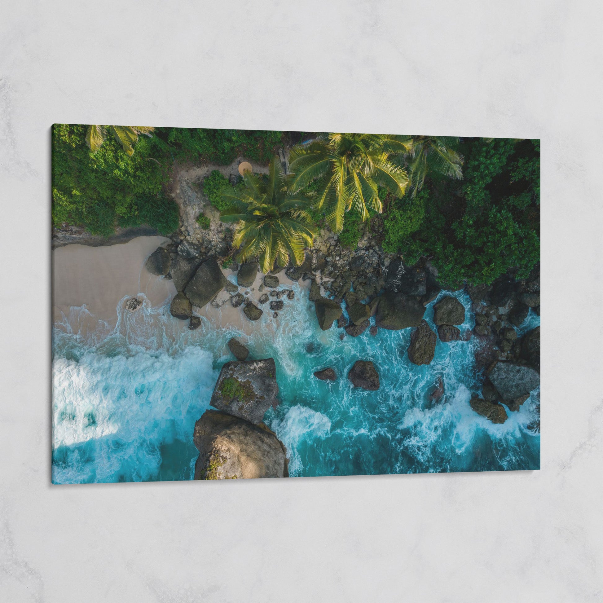 Indian Ocean Rocky Beach Panoramic Canvas on gallery wrap