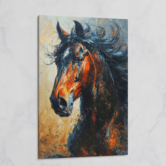 Brown Horse Portrait Canvas on gallery wrap