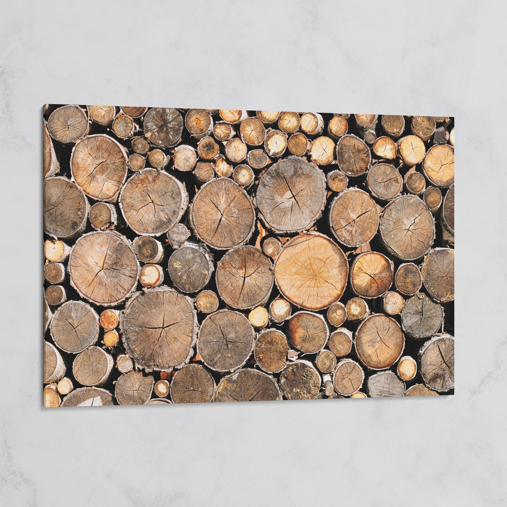 Stacked Firewood Canvas Wall Art on gallery wrap