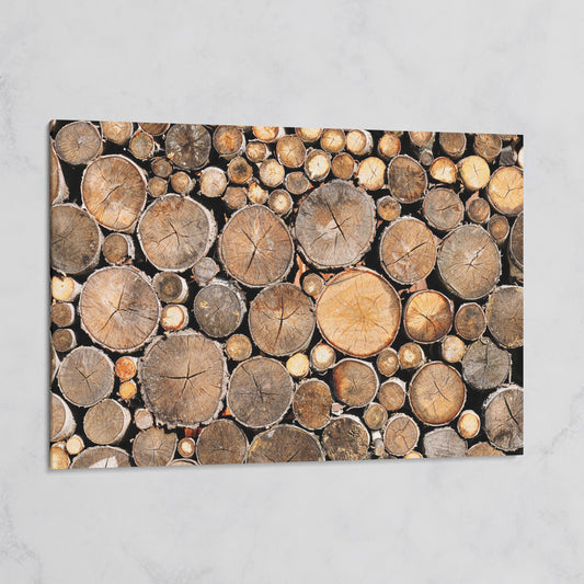 Stacked Firewood Canvas Wall Art on gallery wrap