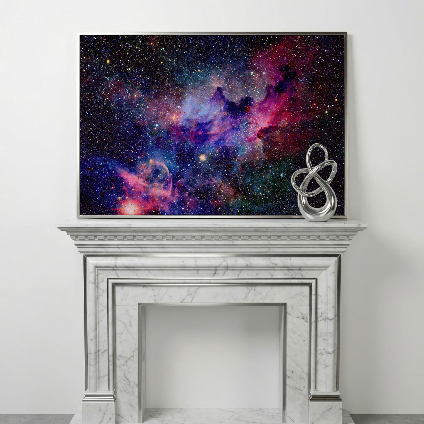 Nebula and Galaxies Canvas Wall Art in silver floating frame