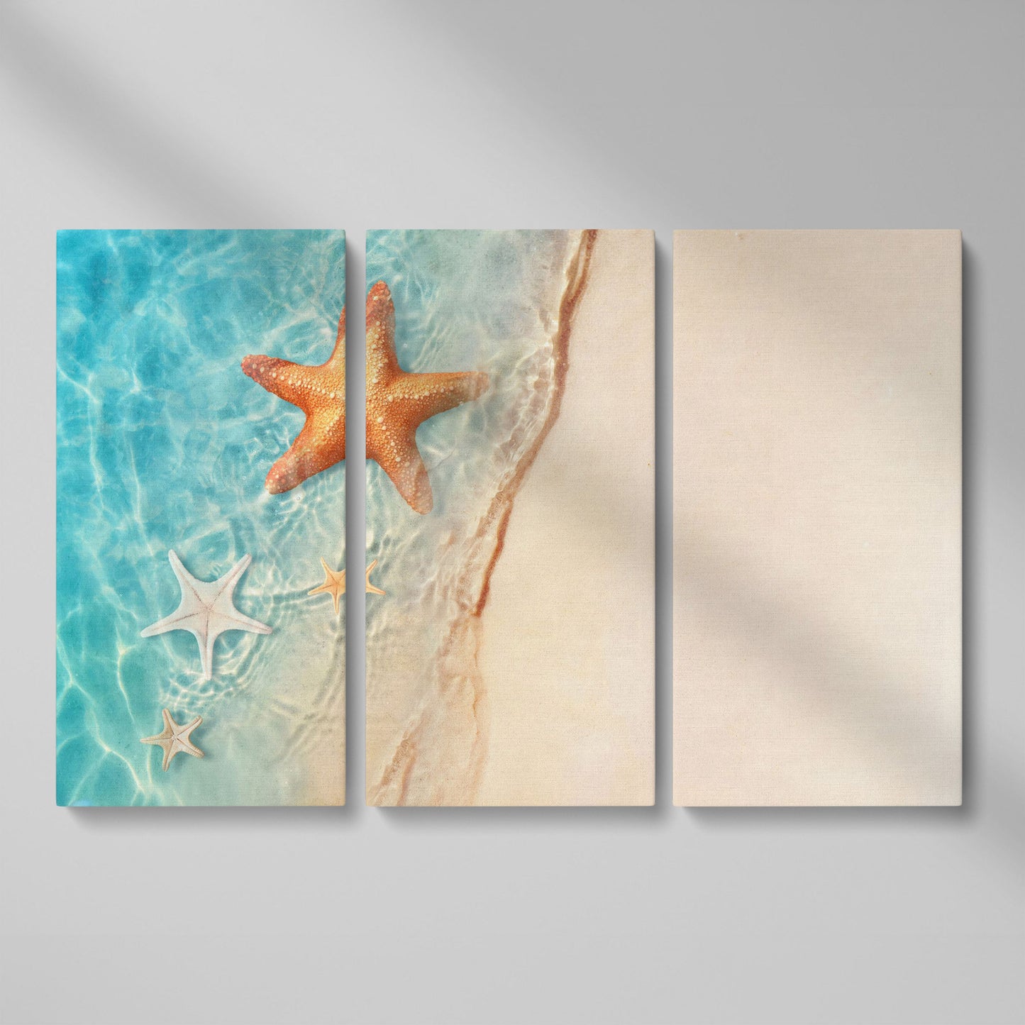 Starfish in Clear Sea Water Canvas Print as 3-panel split version