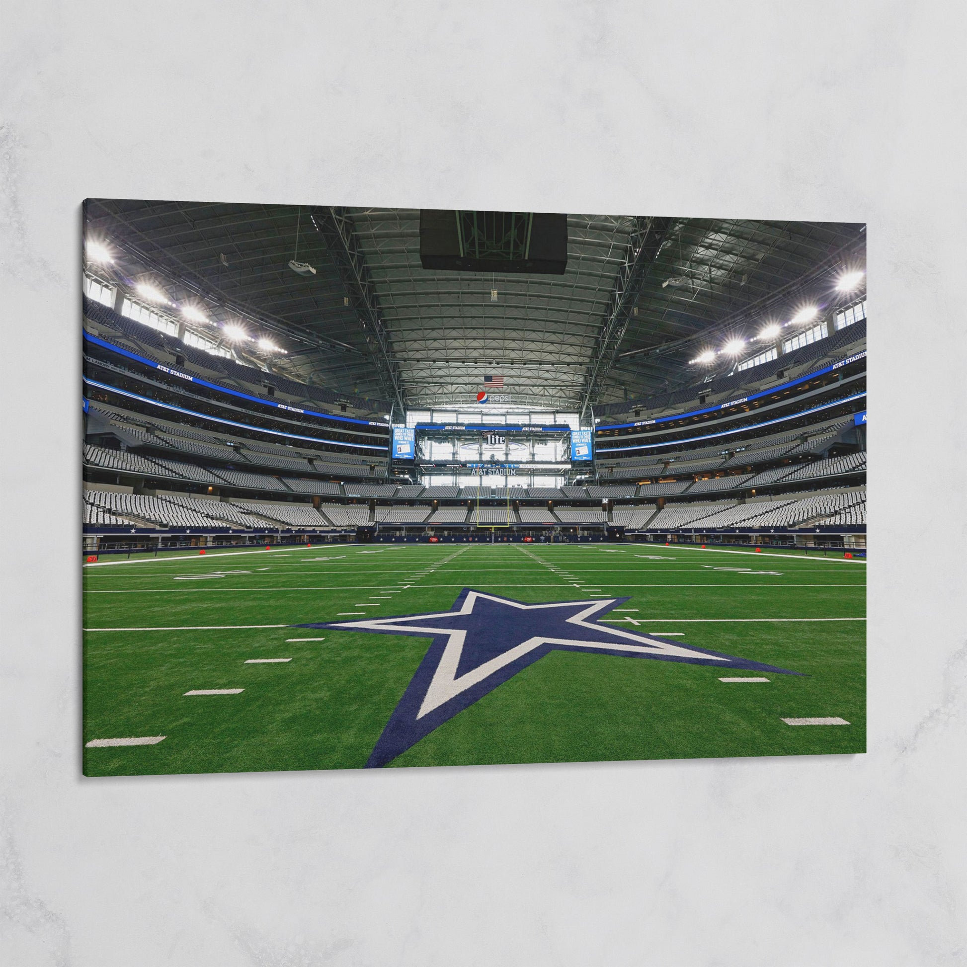 AT&T Stadium Field View Canvas Art, Dallas Cowboys Star on gallery wrap