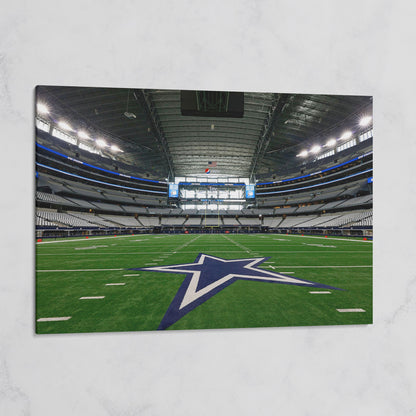 AT&T Stadium Field View Canvas Art, Dallas Cowboys Star on gallery wrap