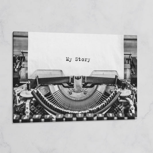 Vintage Typewriter "My Story" Canvas Wall Art on gallery wrap