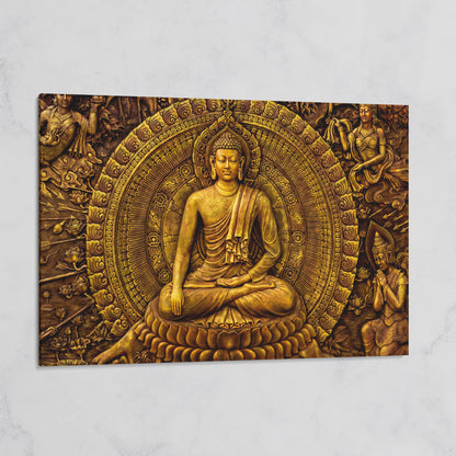 Golden Buddha Ornament Canvas on gallery wrap