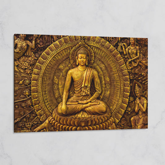 Golden Buddha Ornament Canvas on gallery wrap