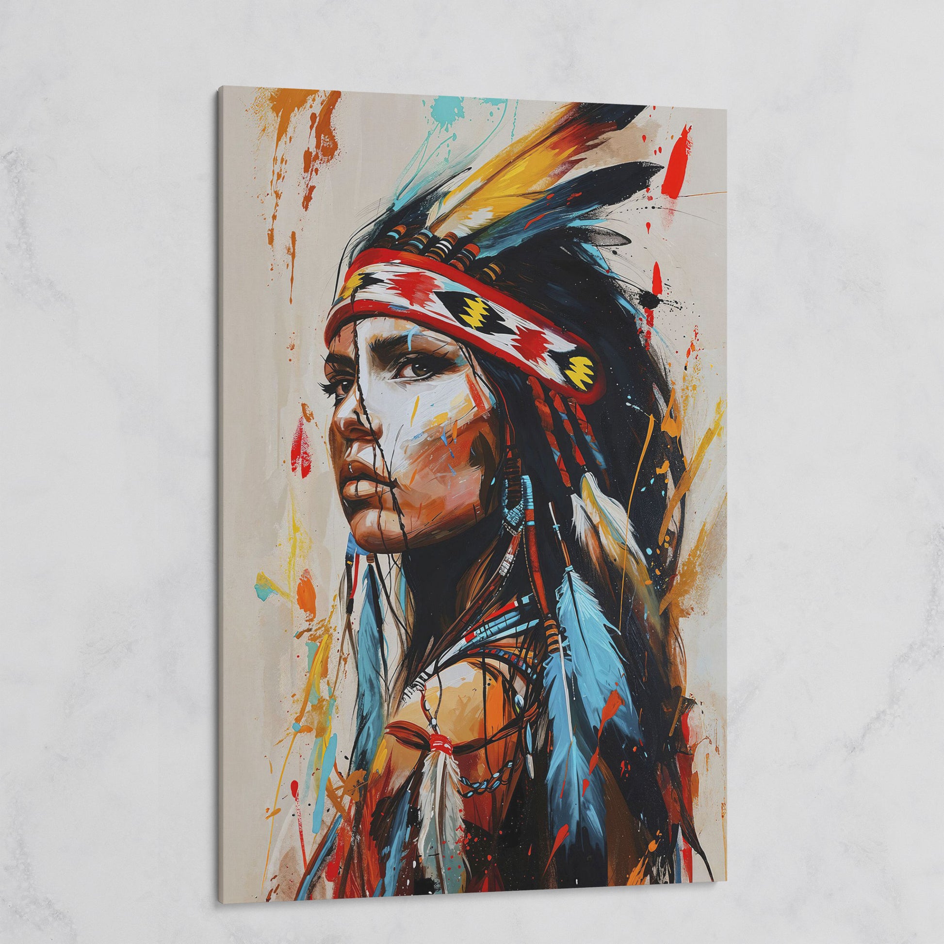 Native American Woman Portrait Canvas on gallery wrap