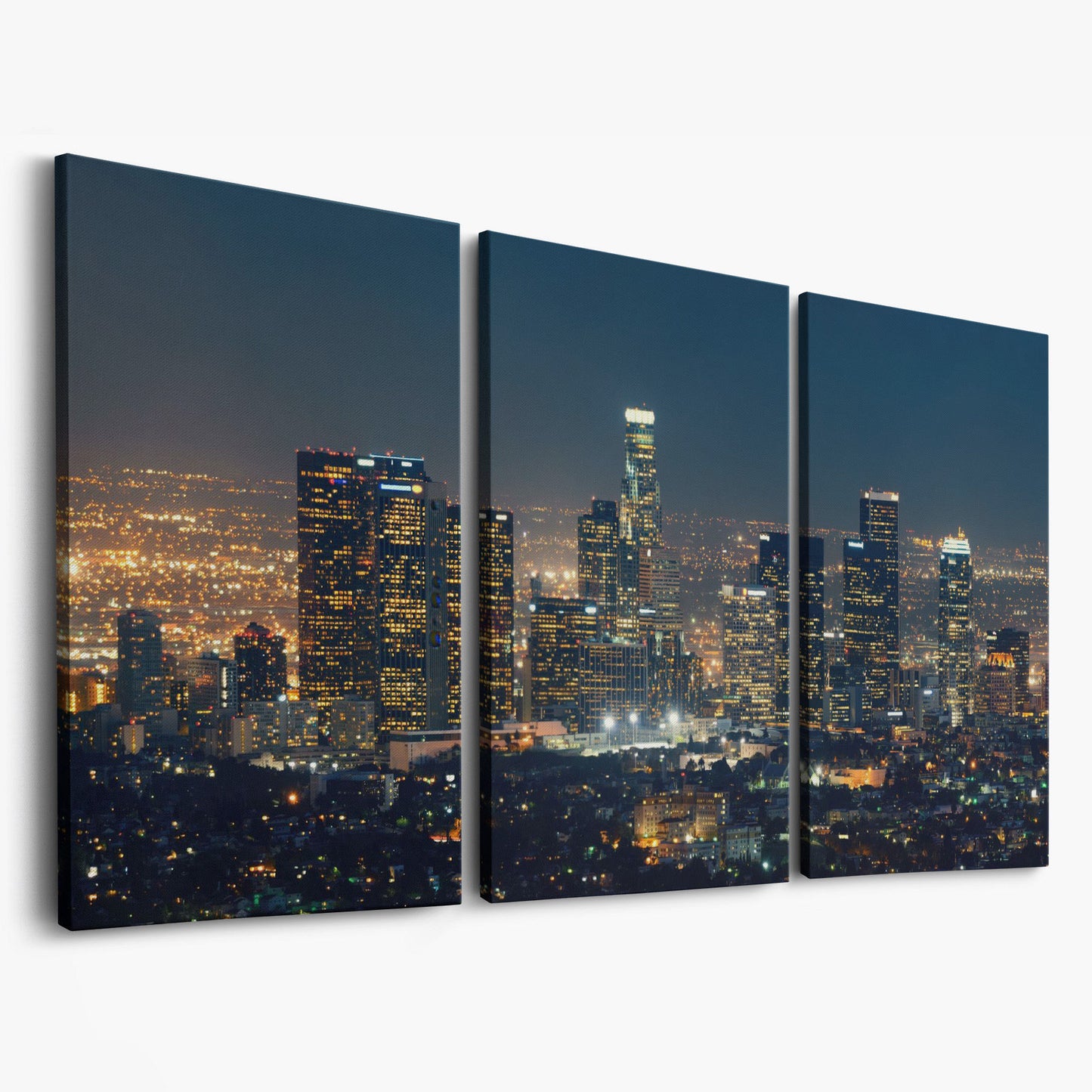 Los Angeles Cityscape Architectural Canvas as 3-panel split version
