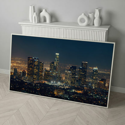 Los Angeles Cityscape Architectural Canvas in white floating frame