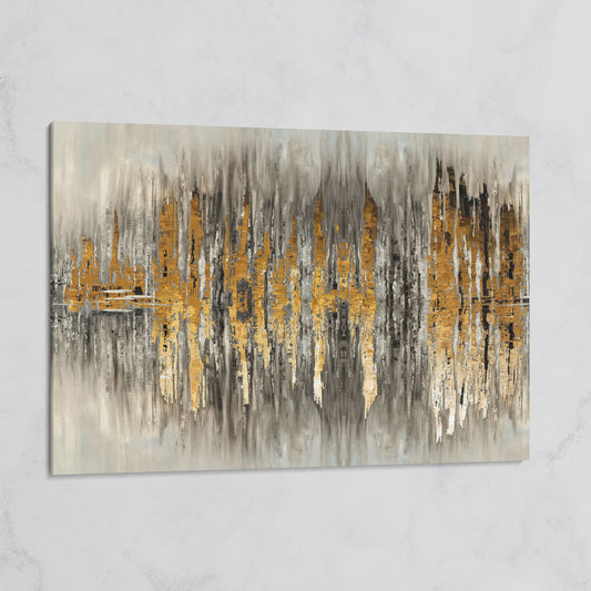 Gold and Grey Abstract Canvas Print on gallery wrap