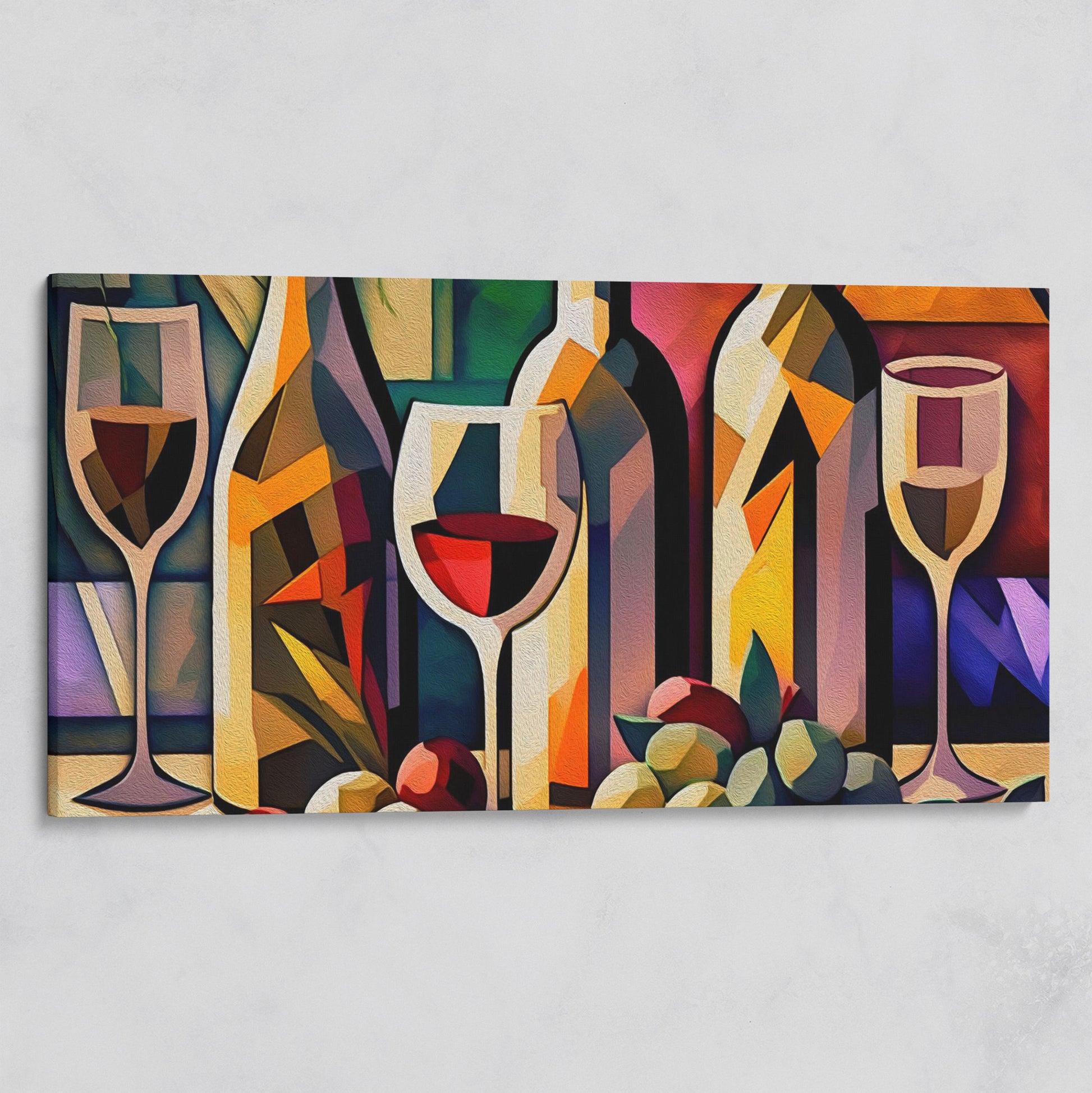 Cubism Wine Canvas for Bars and Restaurants on gallery wrap