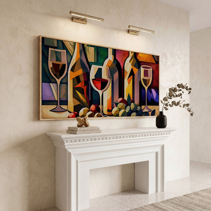 Cubism Wine Canvas for Bars and Restaurants in white oak floating frame