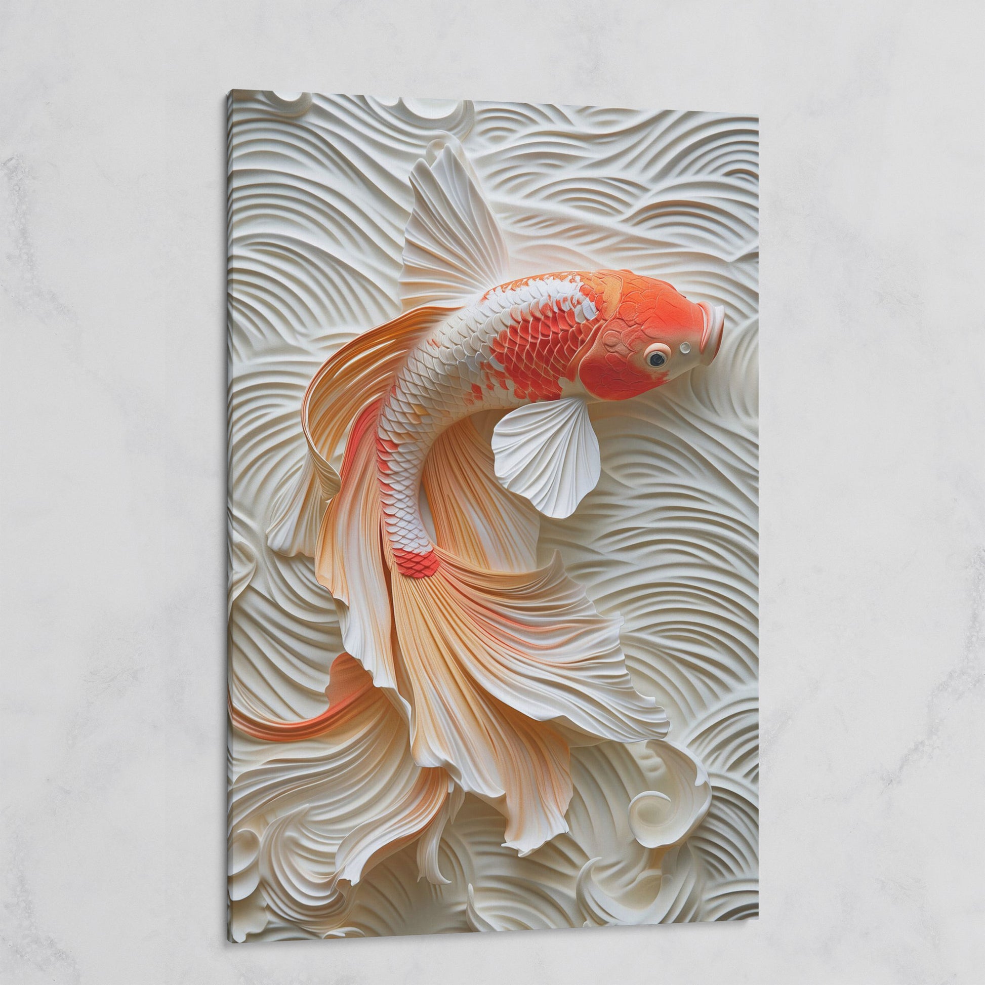 Koi Fish Canvas Print with Asian Aesthetic on gallery wrap