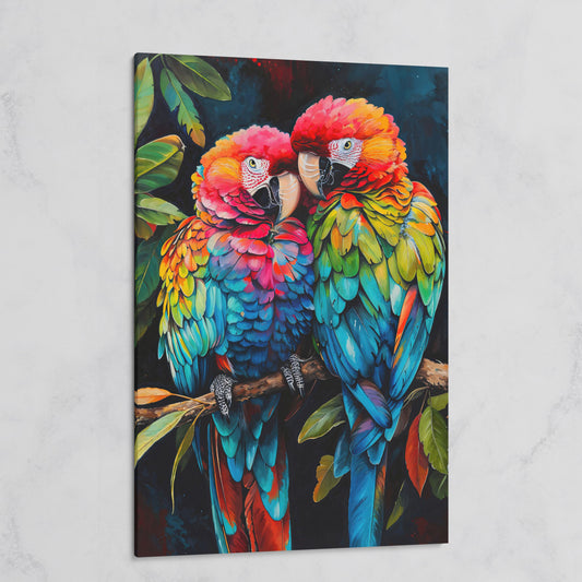 Colorful Macaws Canvas Print on gallery wrap