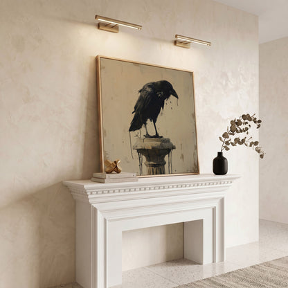 Mystical Raven Square Canvas in white oak floating frame