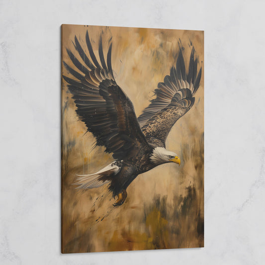 Soaring Eagle Canvas Print in Sepia Tones on gallery wrap