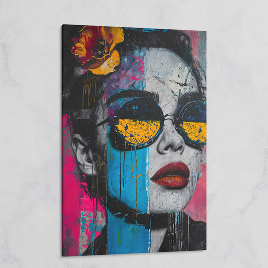 Pop Art Woman in Sunglasses Canvas on gallery wrap