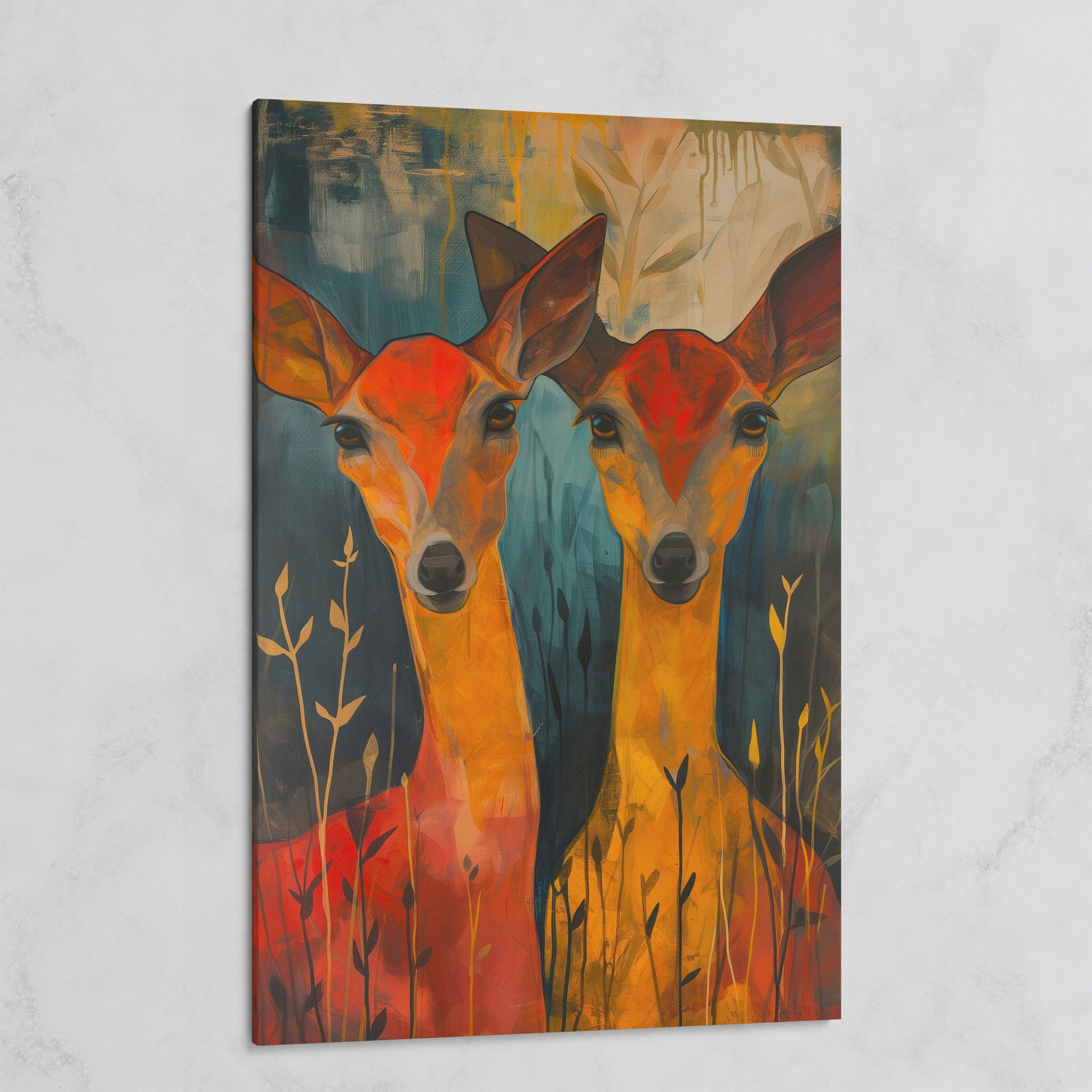 Two Doe Portrait Canvas on gallery wrap