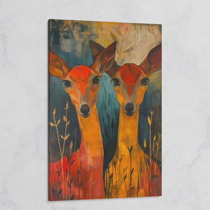 Two Doe Portrait Canvas on gallery wrap