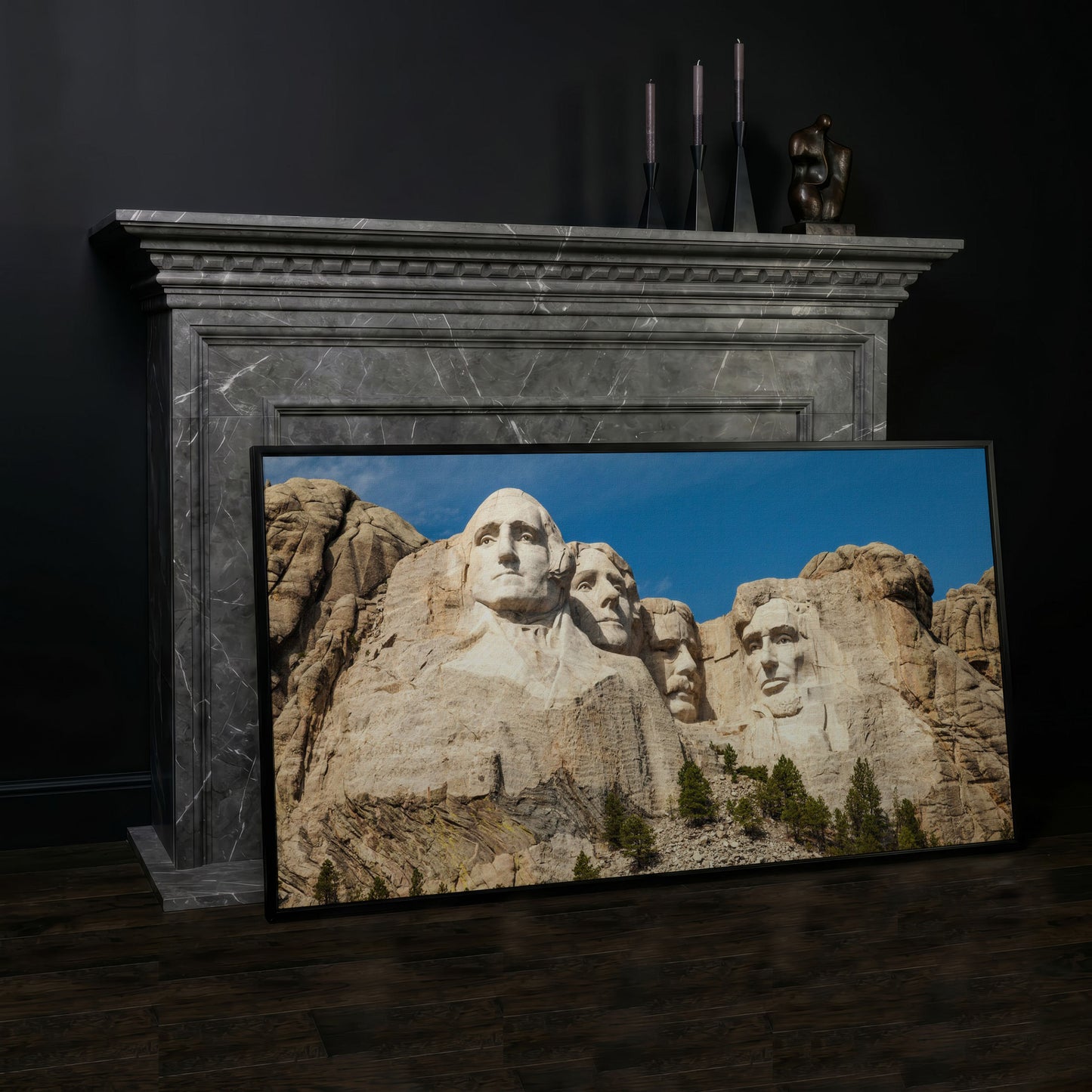 Mount Rushmore National Monument Canvas in black floating frame