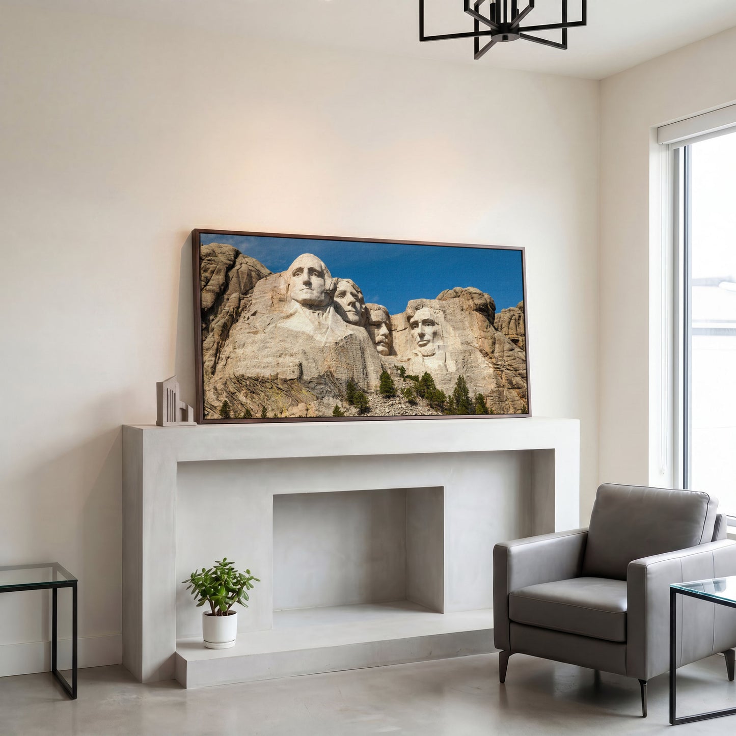 Mount Rushmore National Monument Canvas in dark walnut floating frame