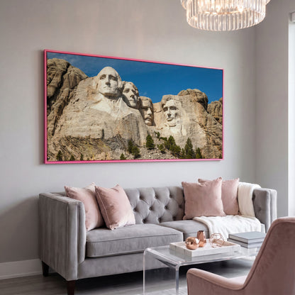 Mount Rushmore National Monument Canvas in pink floating frame