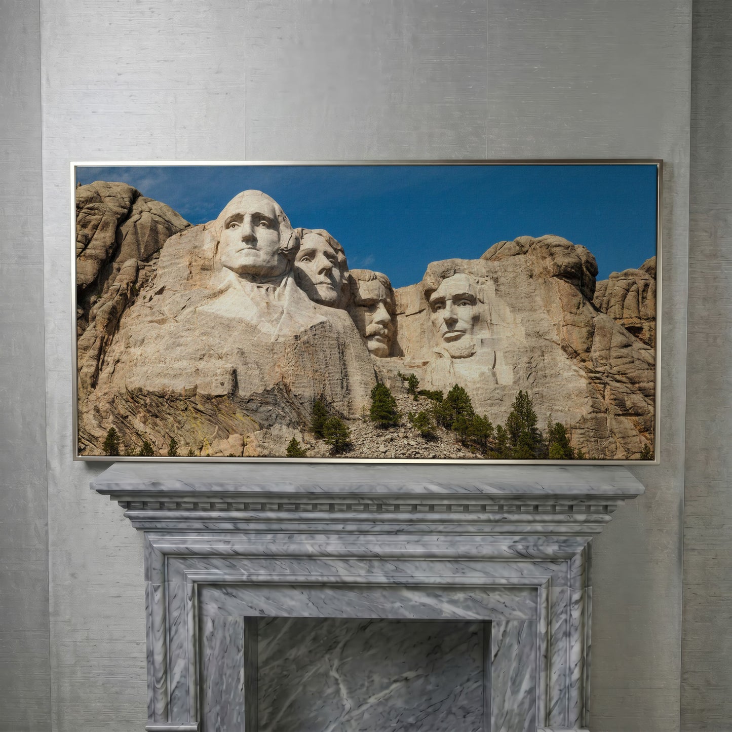 Mount Rushmore National Monument Canvas in silver floating frame