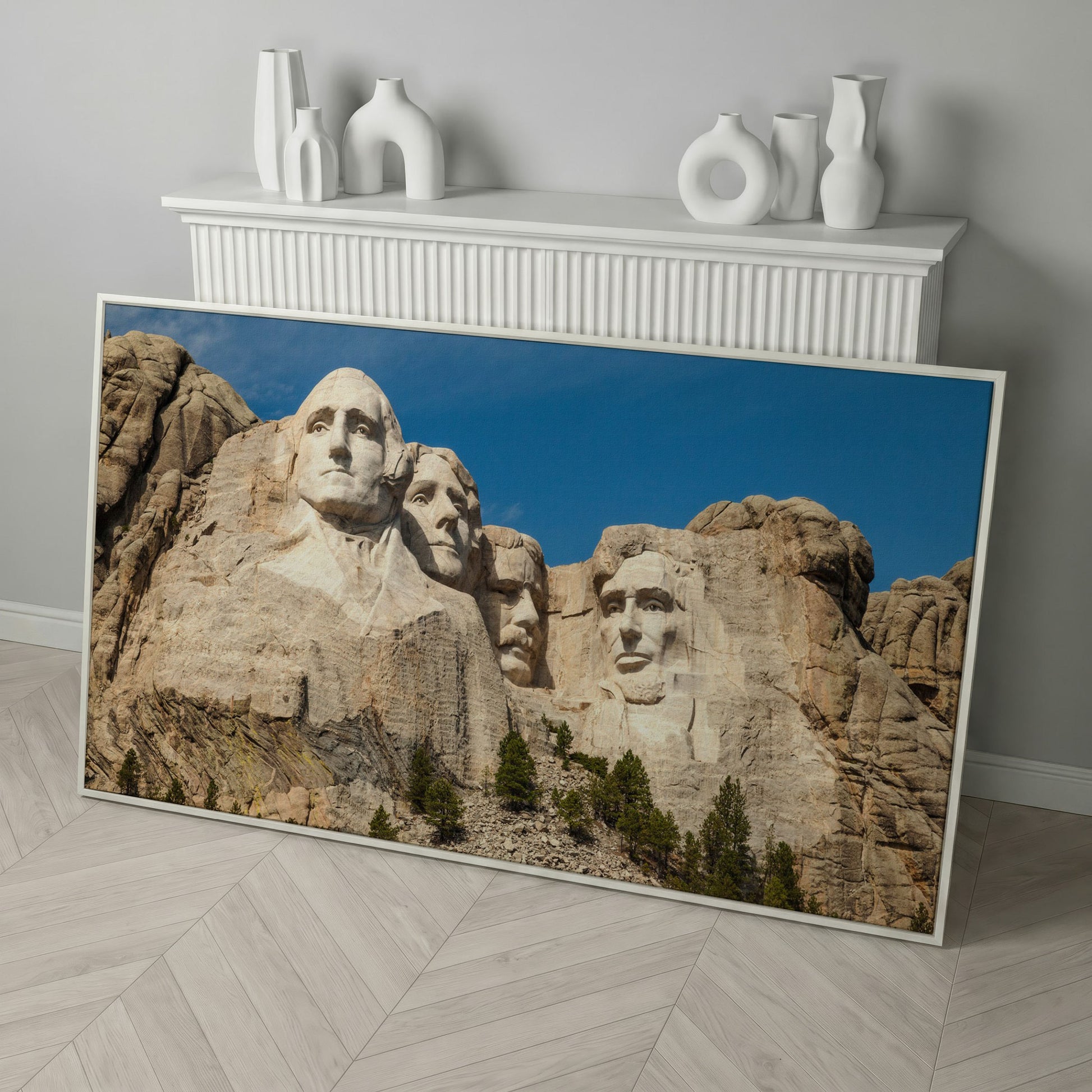 Mount Rushmore National Monument Canvas in white floating frame