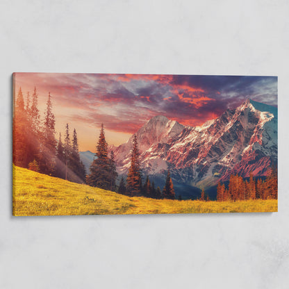 Alpine Glow at Dusk Mountain Canvas on gallery wrap
