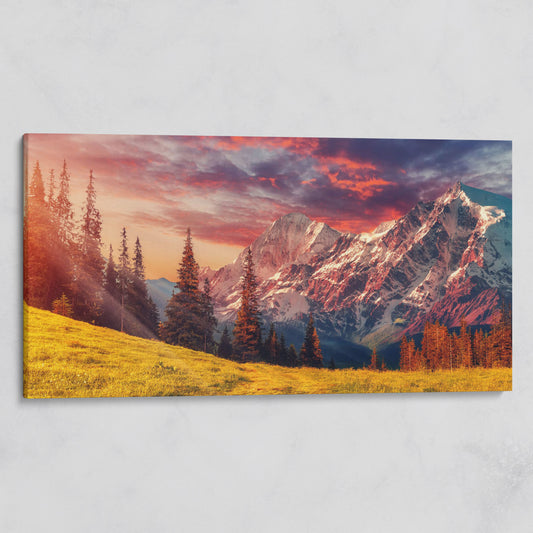 Alpine Glow at Dusk Mountain Canvas on gallery wrap