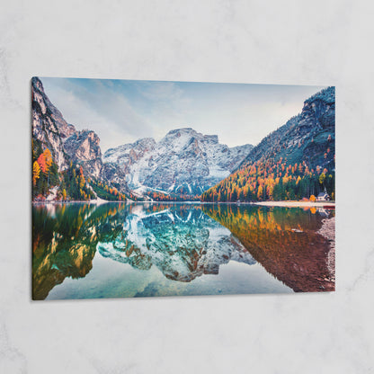 Braies Alpine Lake Canvas Wall Art on gallery wrap