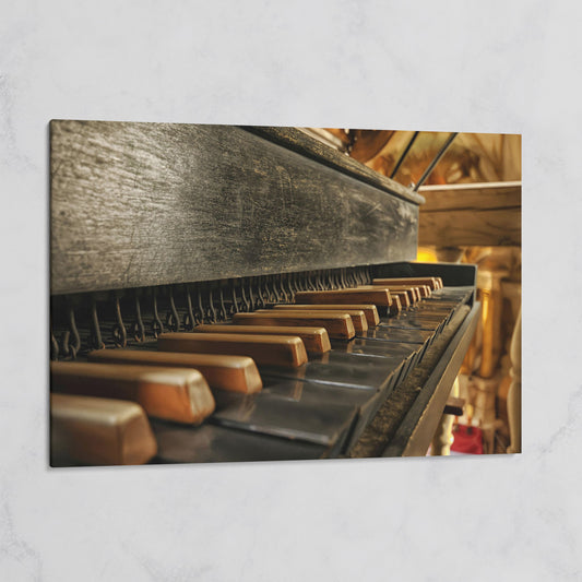 Antique Grand Piano Keys Canvas Print on gallery wrap