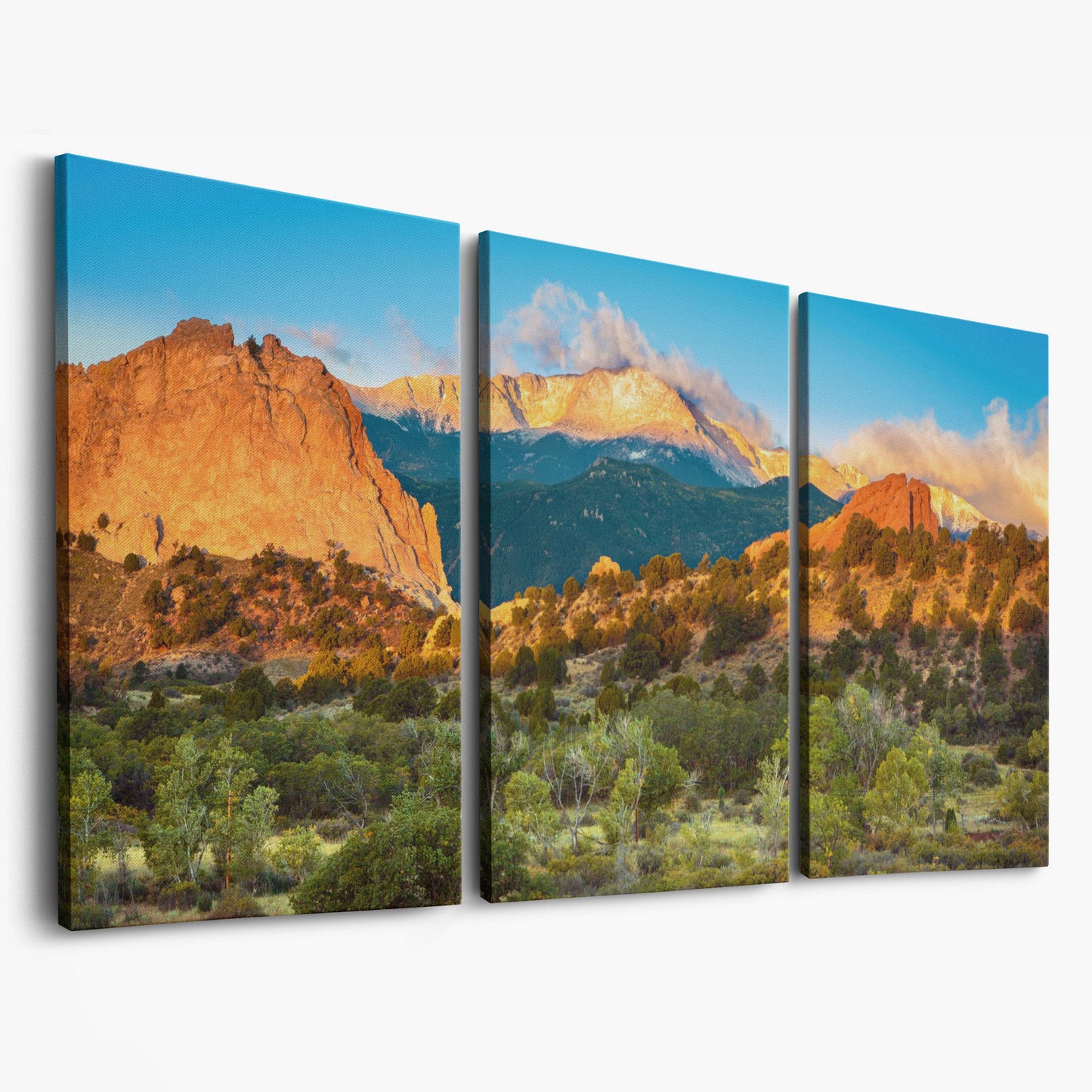 Garden of the Gods Sunrise Canvas as 3-panel split version