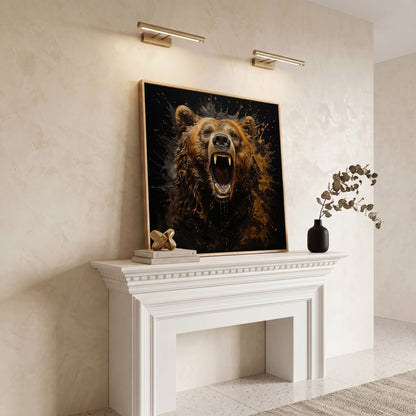 Ferocious Grizzly Roar Canvas in white oak floating frame