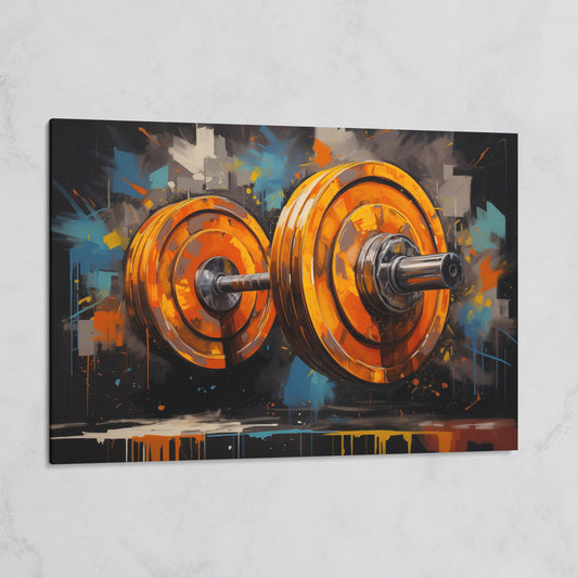 Abstract Barbell Canvas Print for Home Gyms on gallery wrap