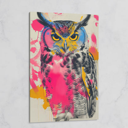 Colorful Owl Canvas Print with Pop-Art Energy on gallery wrap