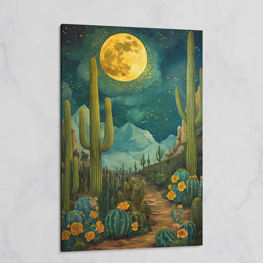 Desert Cactus and Blooms Canvas Print on gallery wrap
