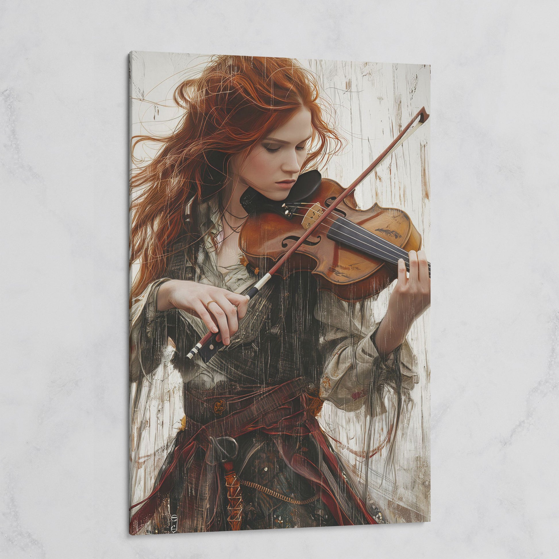 Redheaded Violinist in Creative Flow Canvas on gallery wrap