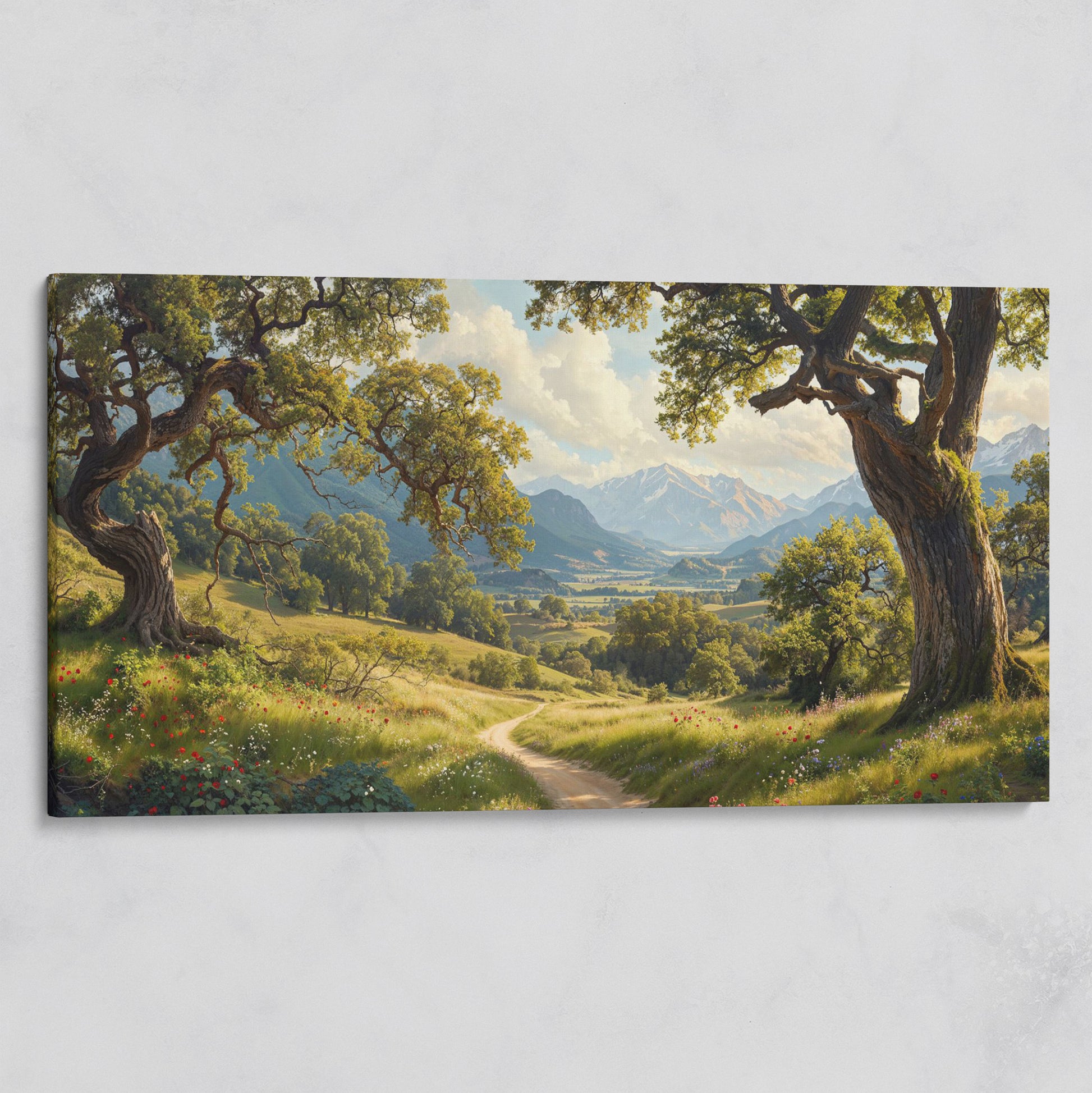 Sunny Mountain Valley Pathway Canvas on gallery wrap
